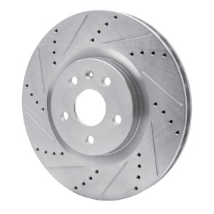 Buick Regal Brake Rotor (1) - Front Left - R1 Concepts - Drilled & Slotted - Silver - `09-`17